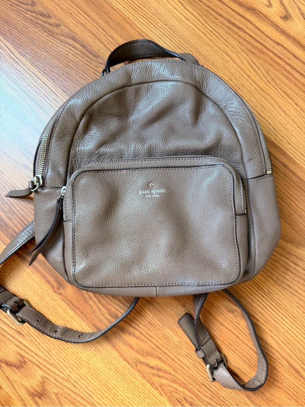 Kate Spade New York Taupe Mini Leather Backpack